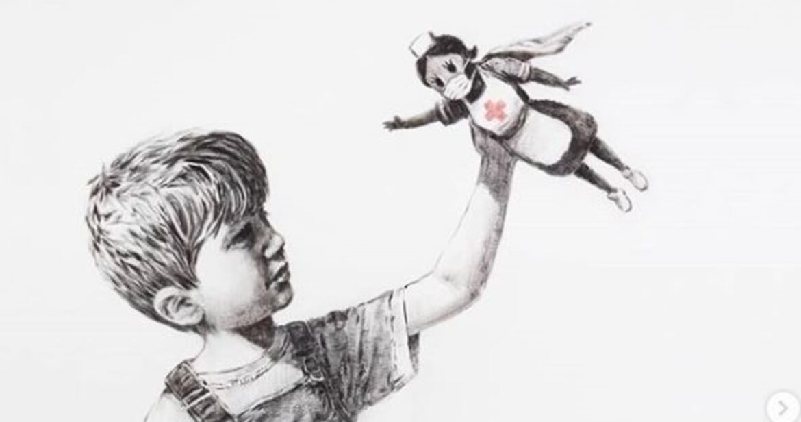 Koronawirus. Nowy obraz Banksy'ego pojawił się w szpitalu